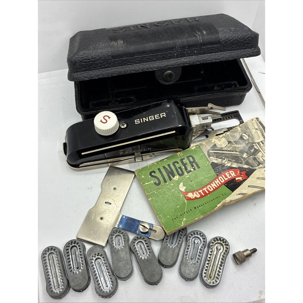 Singer Buttonholer No 160506 Complete with Manual 8 Templates Black Plastic Case - Picture 14 of 15